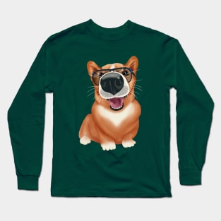 Corgi with sunglasses Long Sleeve T-Shirt